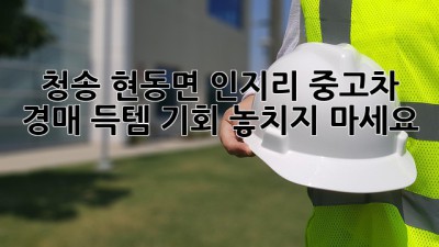 청송 현동면 인지리 중고차 경매, 득템 기회 놓치지 마세요! 🚗💨